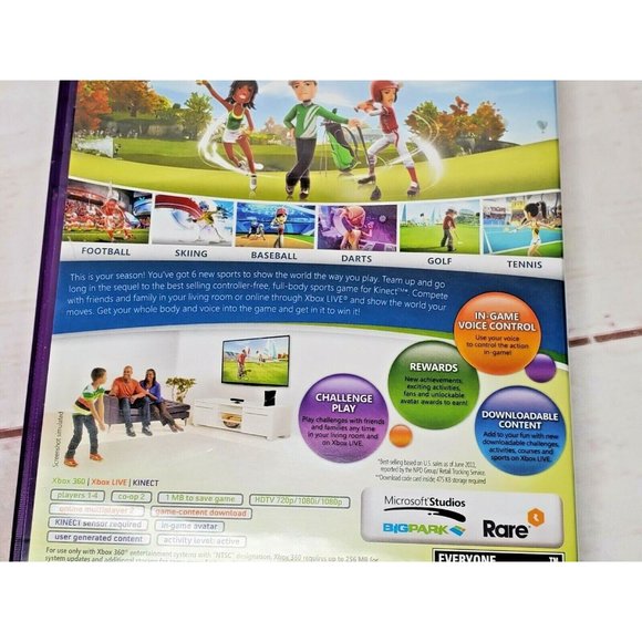 Xbox 360 Kinect Sports Season 2 & Kinect Adventures Video Game Bundle No Scratch - Picture 8 of 10